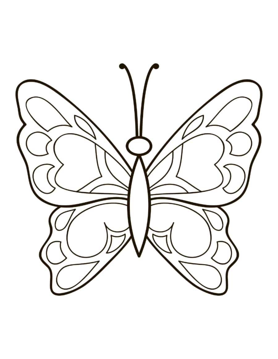 Butterfly Simple Patterned Wings Kids Coloring Pages Pdf Free Vectors